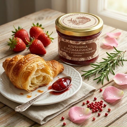 Клубника с розмарином, розой и розовым перцем